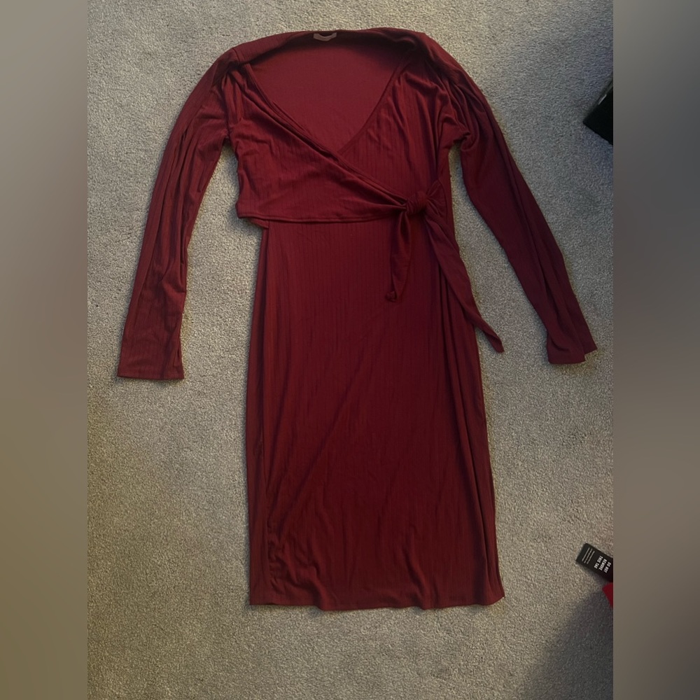 Pink Lily Maroon Side Tie Dress XL